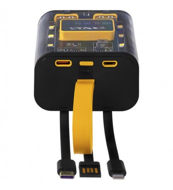Cargador Portátil Sate A-PB410007Q 10000MAH/22.5W/2xUSB - Negro/Amarillo/Trasparente